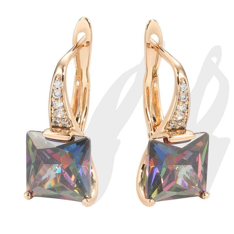 Retro Fashion Earrings With Colorful Zircon