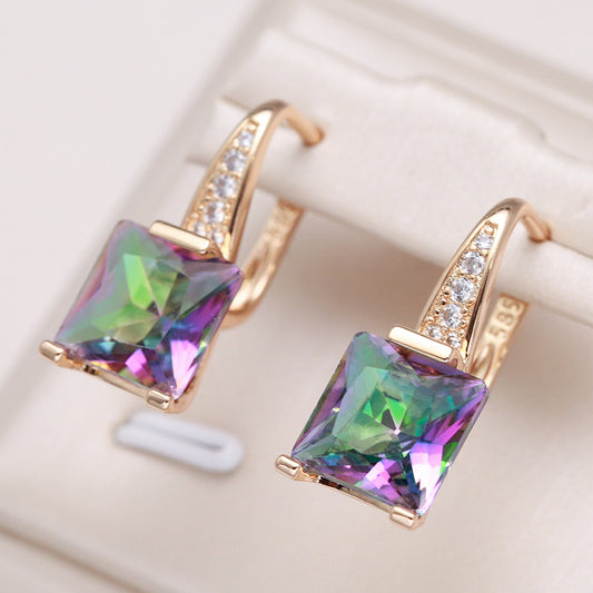 Retro Fashion Earrings With Colorful Zircon