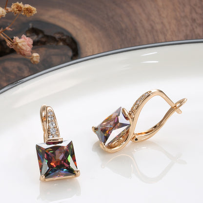 Retro Fashion Earrings With Colorful Zircon