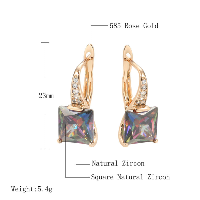 Retro Fashion Earrings With Colorful Zircon