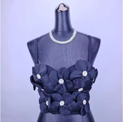 New Dopamine Floral Rhinestone Bandeau Sling Top